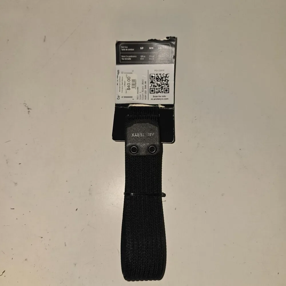 Arc'teryx Conveyor Belt 38mm Black Webbing Metal Buckle Size Large